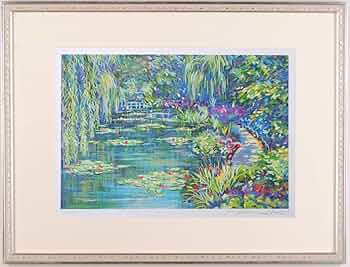 Amazon | 石井清 「モネの池の小道・A・G」 睡蓮 絵画 花 絵